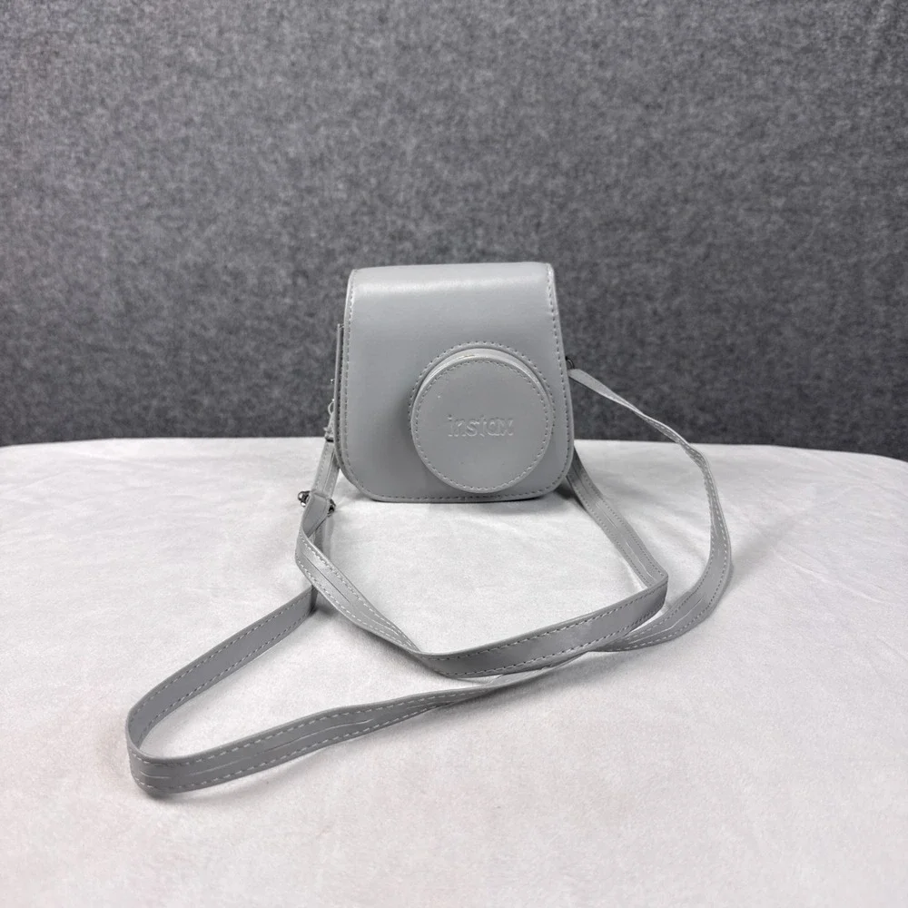 Fujifilm Instax Mini 11 Camera Case Light Gray Faux Leather Protective Bag Strap